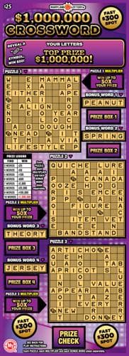 $1,000,000 Crossword scratch-off ticket