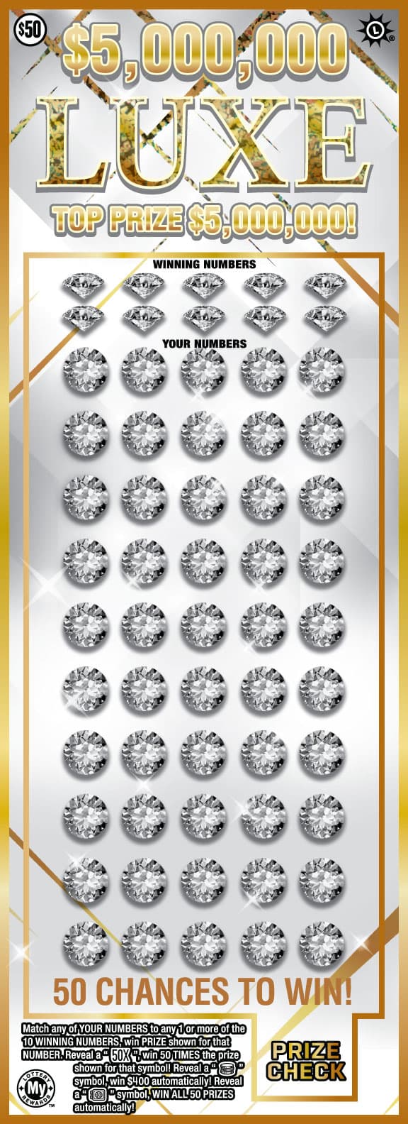 $5,000,000 LUXE scratch-off ticket