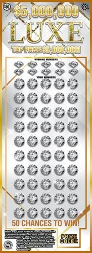 $5,000,000 LUXE scratch-off ticket
