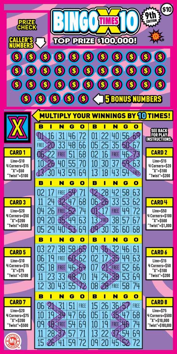 Bingo X10 scratch-off ticket