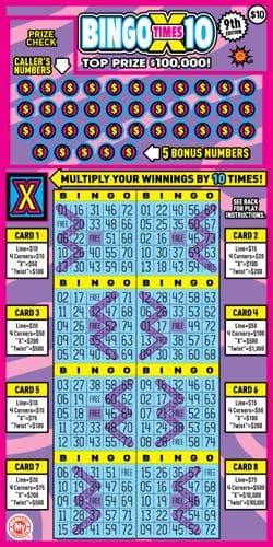 Bingo X10 scratch-off ticket