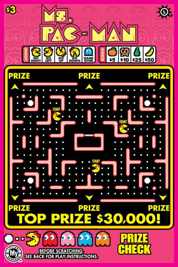 Ms.PAC-MAN™ scratch-off ticket