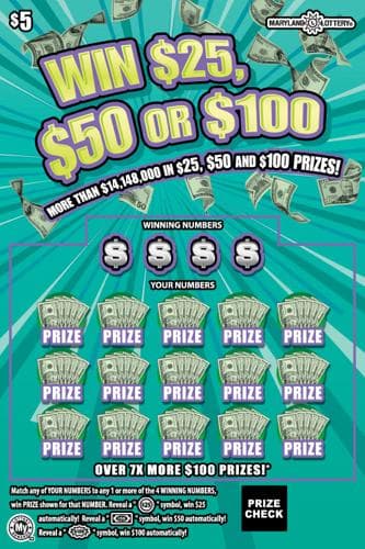 Win $25, $50 or $100 scratch-off ticket