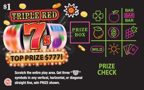 Triple Red 7s scratch-off ticket