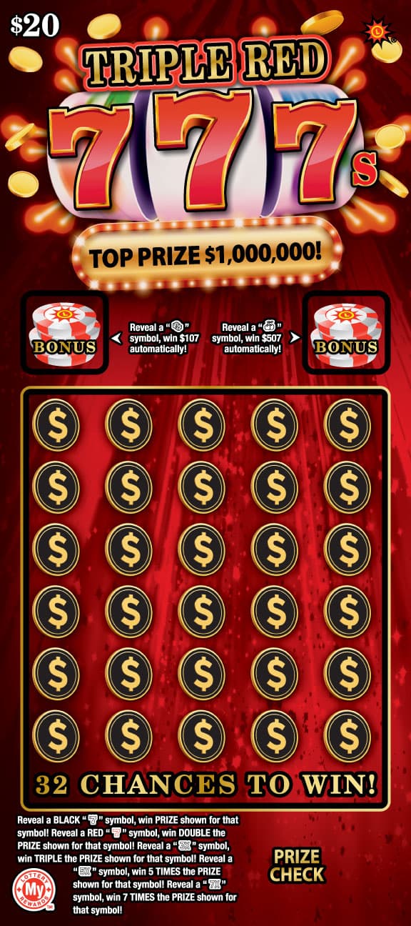 Triple Red 777s scratch-off ticket
