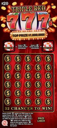 Triple Red 777s scratch-off ticket