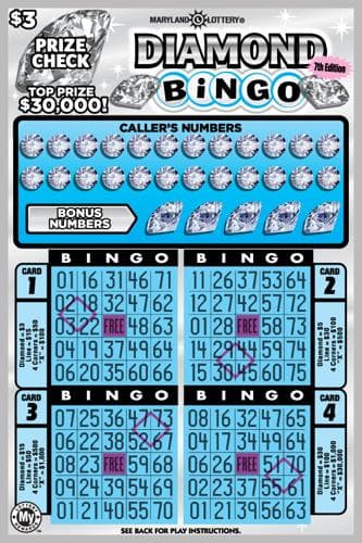 Diamond Bingo scratch-off ticket