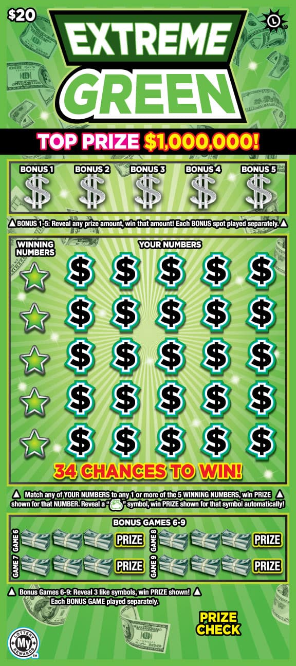 Extreme Green scratch-off ticket
