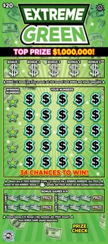 Extreme Green scratch-off ticket