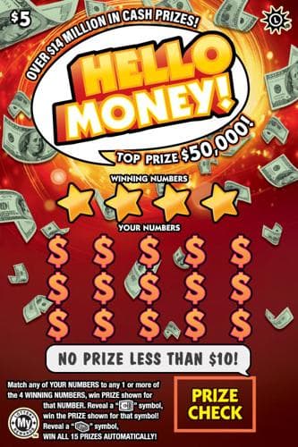 Hello Money! scratch-off ticket