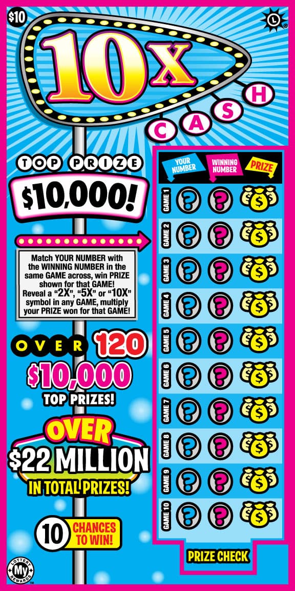 10X Cash scratch-off ticket