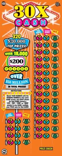 30X Cash scratch-off ticket