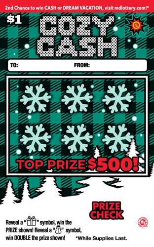 Cozy Cash scratch-off ticket