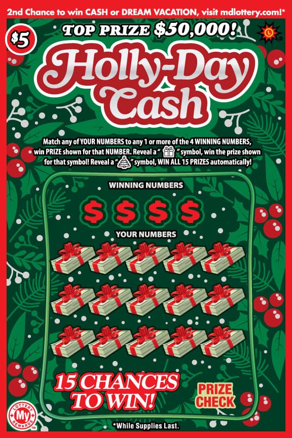 Holly-Day Cash scratch-off ticket