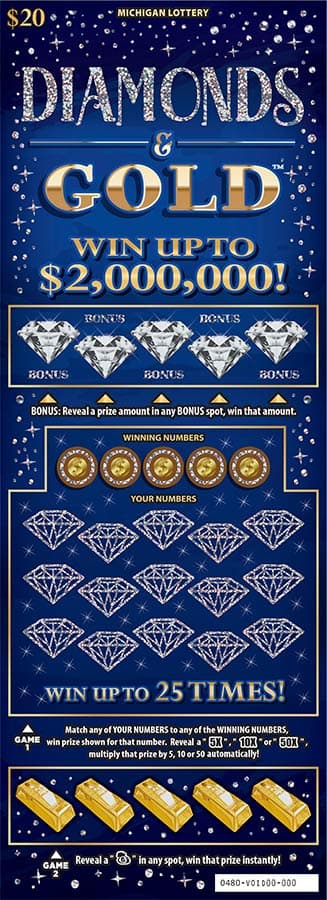 Diamonds & Gold scratch-off ticket