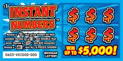Instant Numbers scratch-off ticket