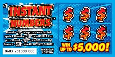 Instant Numbers scratch-off ticket