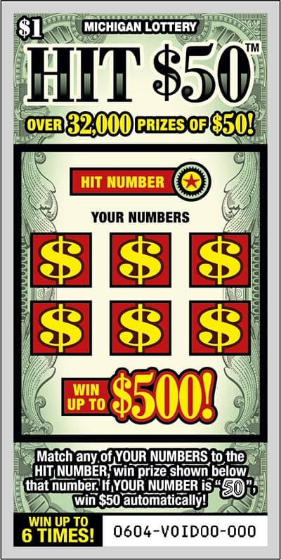 HIT $50 scratch-off ticket