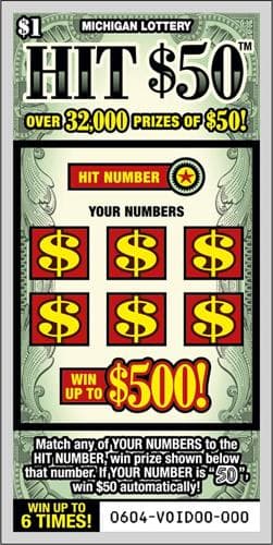 HIT $50 scratch-off ticket