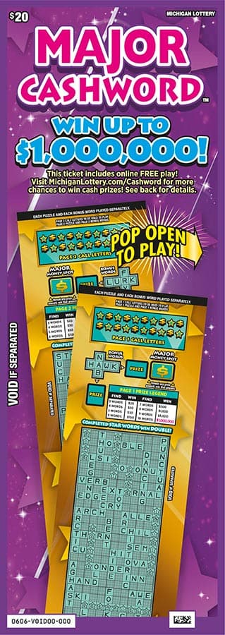 Major Cashword scratch-off ticket