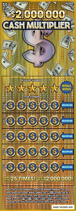 $2,000,000 Cash Multiplier scratch-off ticket