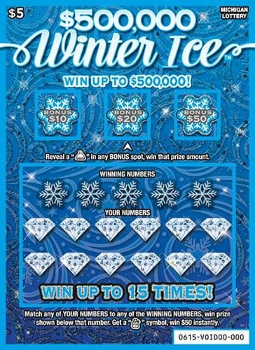 $500,000 Winter Ice scratch-off ticket
