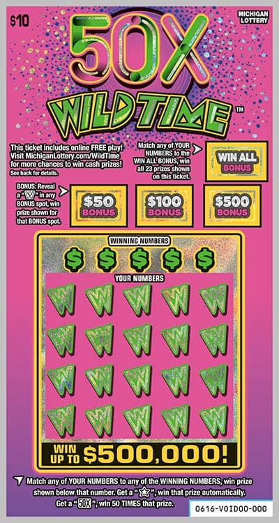 50X Wild Time scratch-off ticket