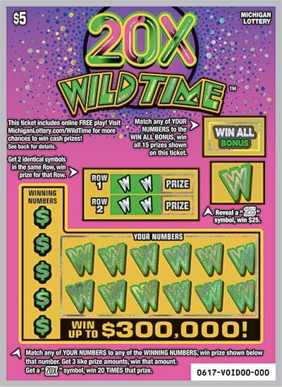 20X Wild Time scratch-off ticket