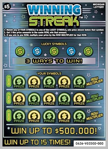 Winning Streak scratch-off ticket