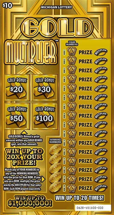 Gold Multiplier scratch-off ticket