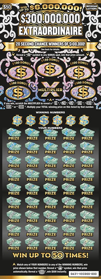 $300,000,000 Extraordinaire scratch-off ticket