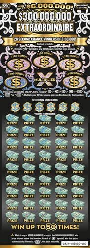$300,000,000 Extraordinaire scratch-off ticket