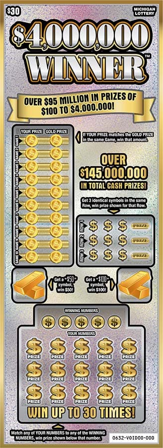 $4,000,000 Winner scratch-off ticket