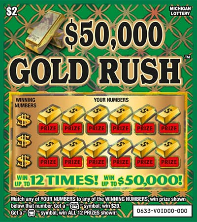 $50,000 Gold Rush scratch-off ticket