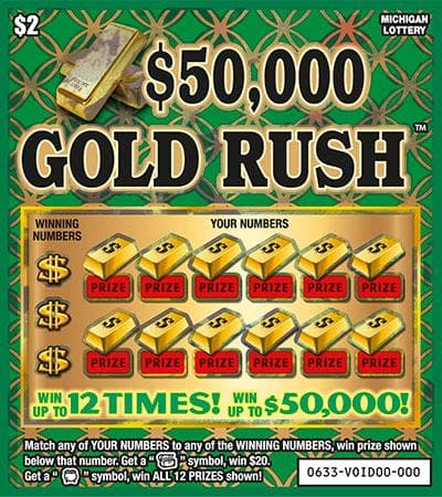 $50,000 Gold Rush scratch-off ticket