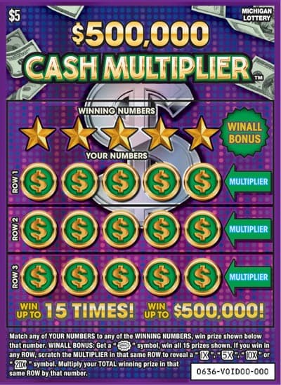 $500,000 Cash Multiplier scratch-off ticket