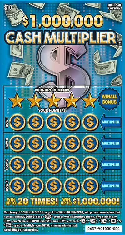 $1,000,000 Cash Multiplier scratch-off ticket