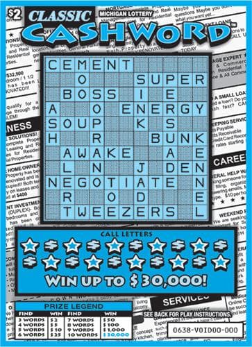 Classic Cashword scratch-off ticket