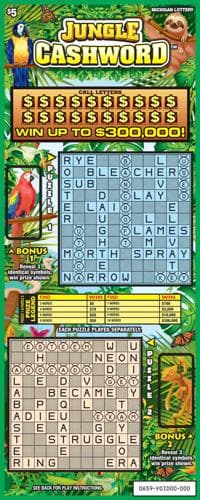 Jungle Cashword scratch-off ticket
