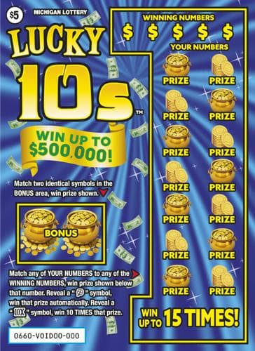 Lucky 10s scratch-off ticket