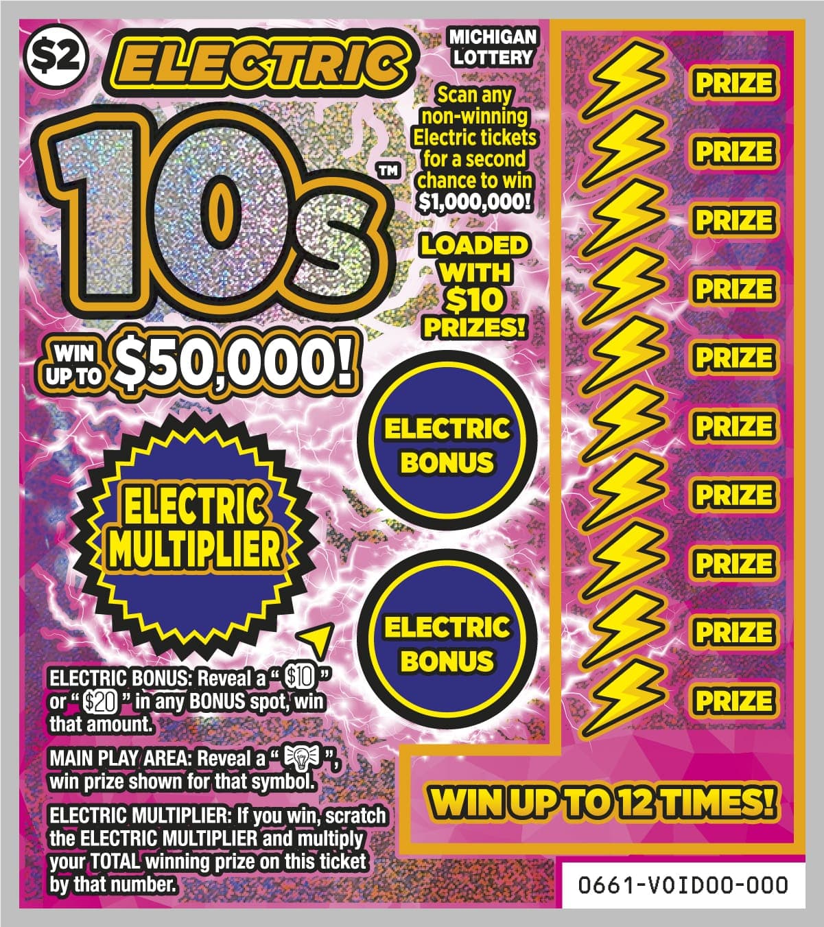 Electric 10s scratch-off ticket
