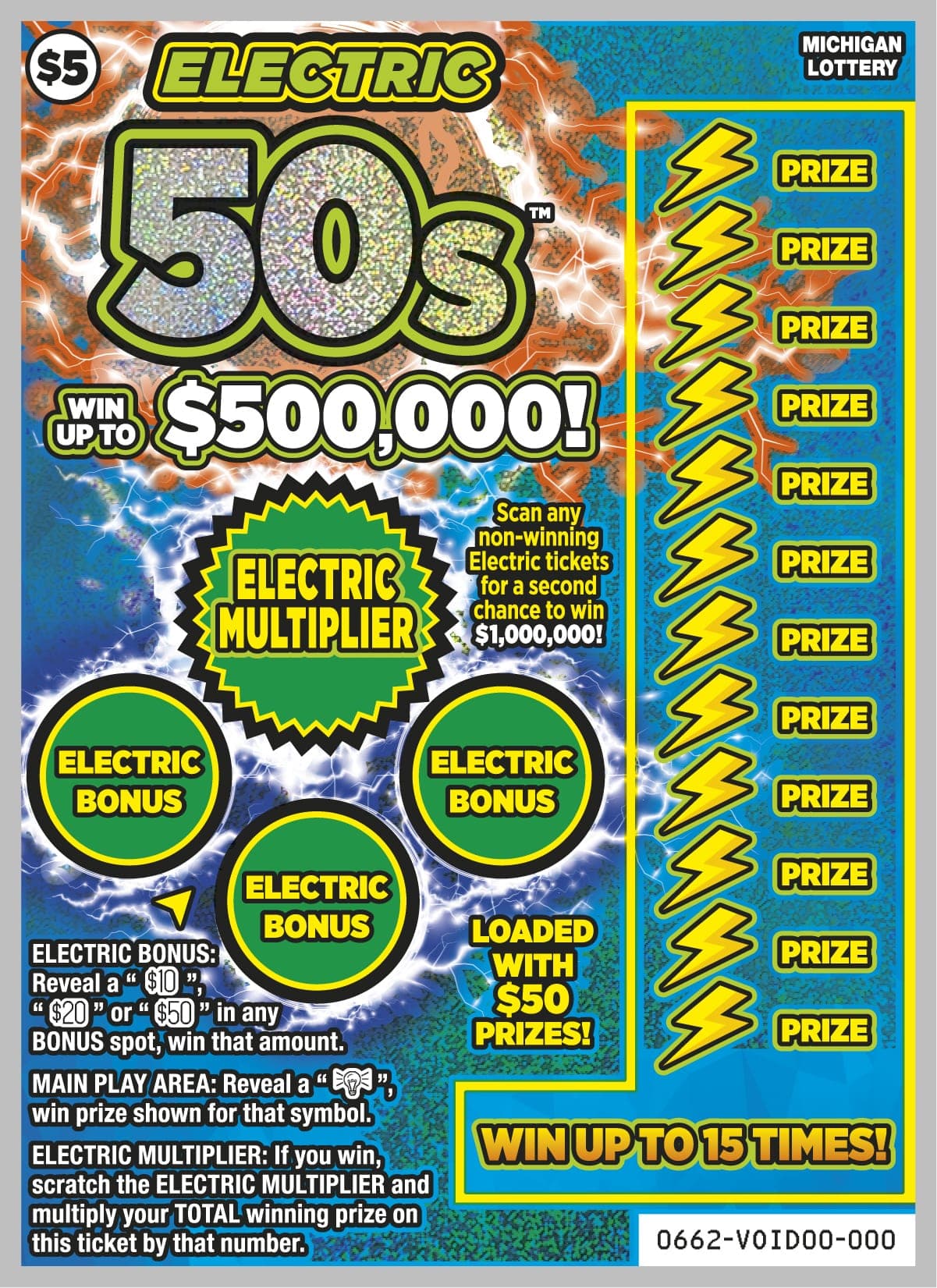 Electric 50s scratch-off ticket