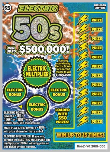 Electric 50s scratch-off ticket