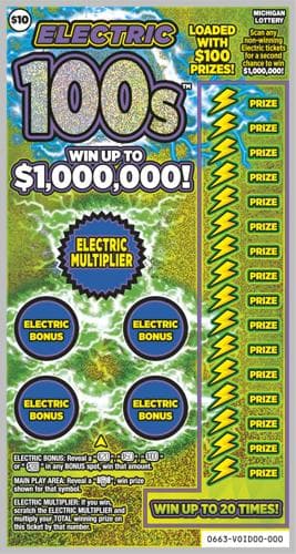 Electric 100s scratch-off ticket