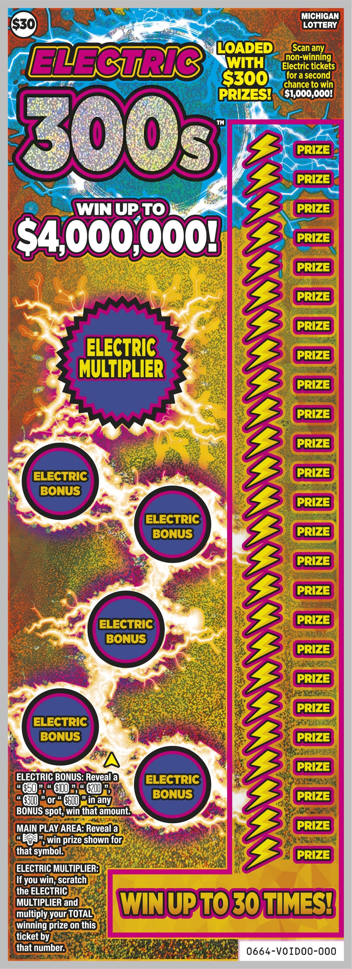 Electric 300s scratch-off ticket