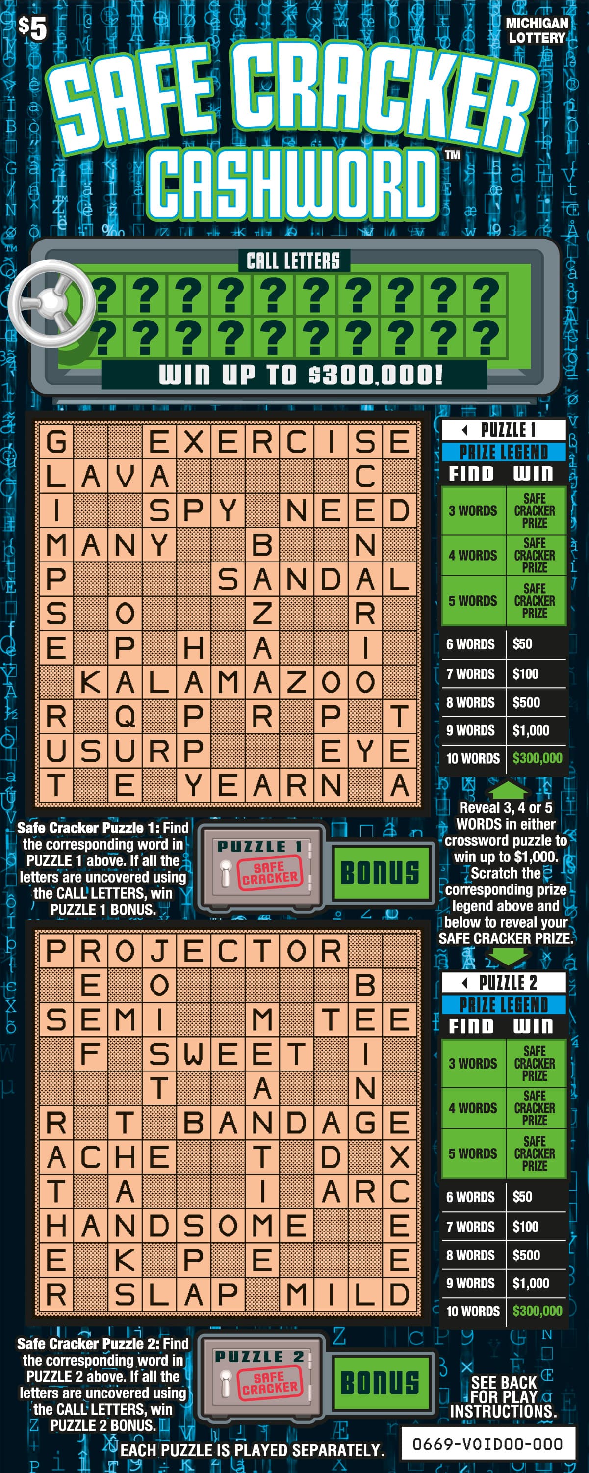 Safe Cracker Cashword scratch-off ticket