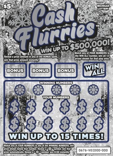 Cash Flurries scratch-off ticket