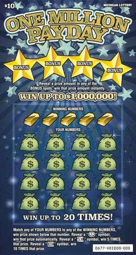 One Million Payday scratch-off ticket