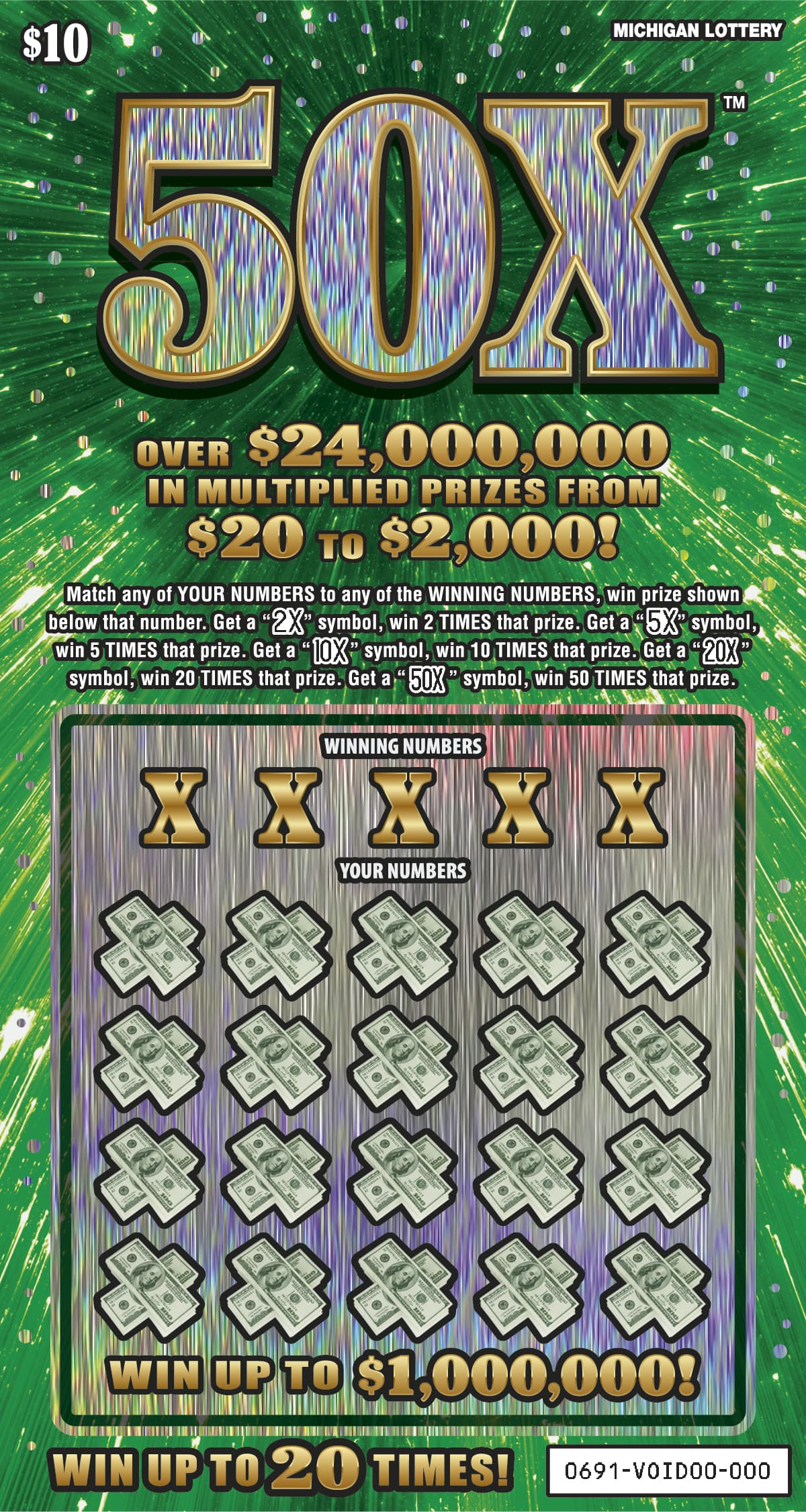 50X scratch-off ticket
