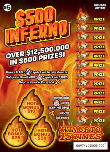 $500 Inferno scratch-off ticket